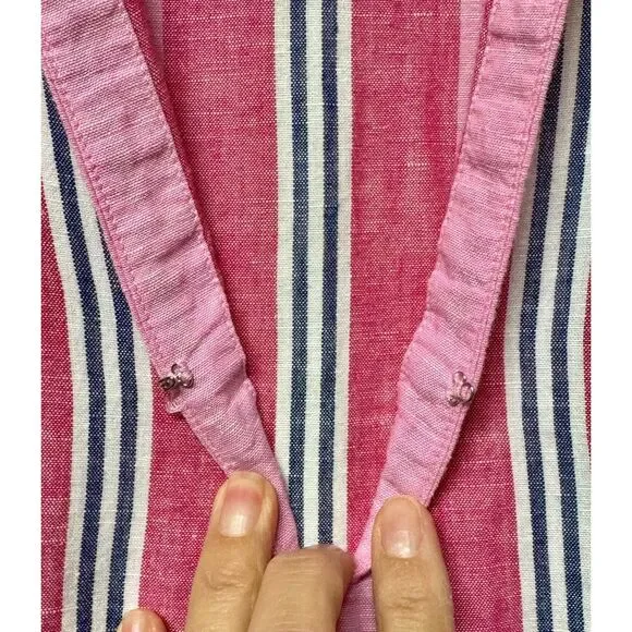 J. CREW FACTORY Pink/White/Navy Striped Tassel Tie Tassel Hem Cover-Up, Sz S - Picture 5 of 12
